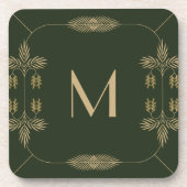 Dessous-de-verre Monogramme vert et or classique (Devant)