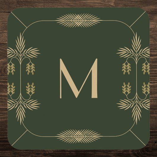 Dessous-de-verre Monogramme vert et or classique