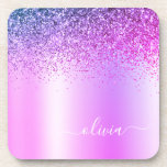 Dessous-de-verre Monogramme violet Parties scintillant Étincelante<br><div class="desc">Purple Faux Foil Parties scintillant d'étincelle métallique broyée Monogramme de métal brossé Nom Dessous de verre de papier. Cela fait le cadeau parfait de remise de diplômes,  anniversaire,  mariage,  douche nuptiale,  anniversaire,  baby shower ou bachelorette pour quelqu'un qui aime le luxe glam et les styles chic.</div>