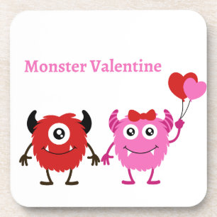 Dessous-de-verre Monster Valentine avec deux mignons monstres