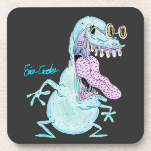 Dessous-de-verre monstre alien cartoon bleu clair