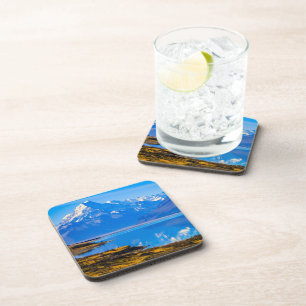 Dessous-de-verre Mont Cook surplombant le lac Pukaki, NZ