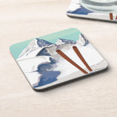 Dessous-de-verre Montagnes de ski (Côté gauche)