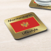 Dessous-de-verre Monténégro Drapeau+Dessous de verre texte (Côté gauche)