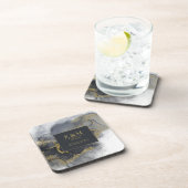 Dessous-de-verre Moody Ink Charcoal Gold Abstrait ID988 (Côté Droit)