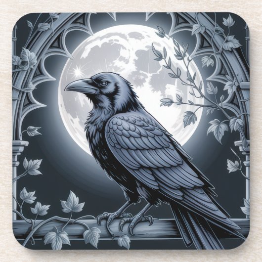 Dessous-de-verre Moonlight Raven Goth Drink Coaster (Devant)