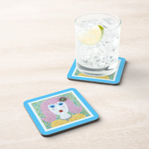Dessous-de-verre Mosaic - Ingrid avec bordure Turquoise et ivoire