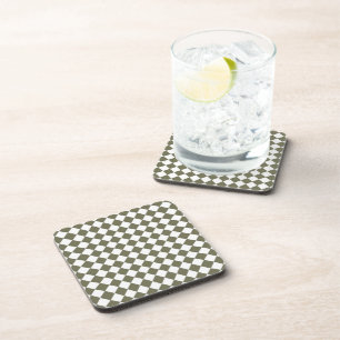 Dessous-de-verre Motif à carreaux diamantés vert mousse