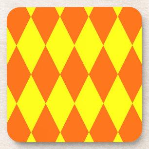 Dessous-de-verre Motif à carreaux Harlequin jaune orange