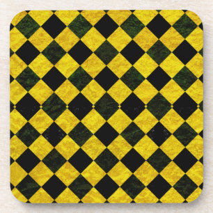 Dessous-de-verre Motif à carreaux noir et jaune
