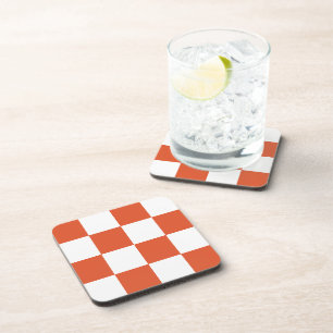 Dessous-de-verre Motif à carreaux orange et blanc