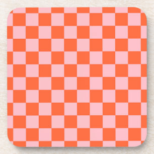 Dessous-de-verre Motif à carreaux orange et rose