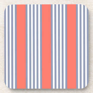 Dessous-de-verre Motif à cinq bandes bleu-gris avec corail vivant