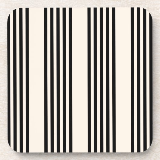 Dessous-de-verre Motif à cinq bandes noir et beige (Devant)
