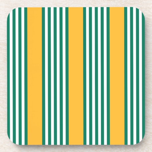 Dessous-de-verre Motif à cinq bandes vert et blanc avec jaune (Devant)
