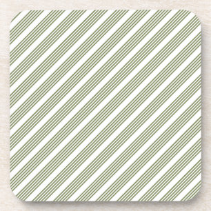 Dessous-de-verre Motif à cinq bandes vert et blanc olive