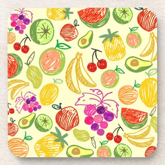 Dessous-de-verre Motif à doodle de fruits assoré (Devant)