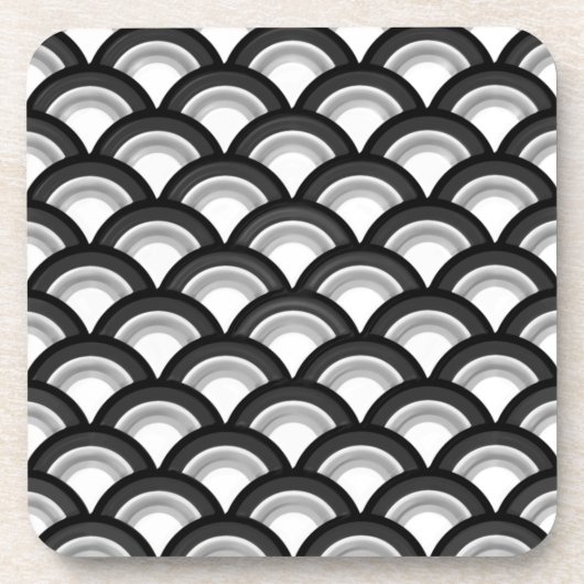 Dessous-de-verre motif à vagues Art Déco - noir et blanc (Devant)