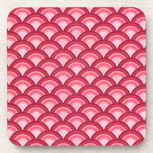 Dessous-de-verre Motif à vagues Art déco - rouge et fuchsia (Devant)