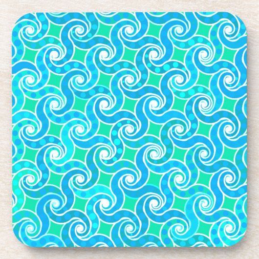 Dessous-de-verre motif Abstrait - Bleu, Jade vert & Blanc (Devant)
