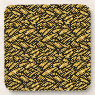 Dessous-de-verre Motif abstrait de feuille d'or