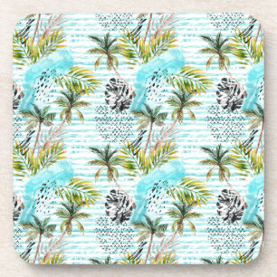 Dessous-de-verre Motif abstrait de palmier d'aquarelle