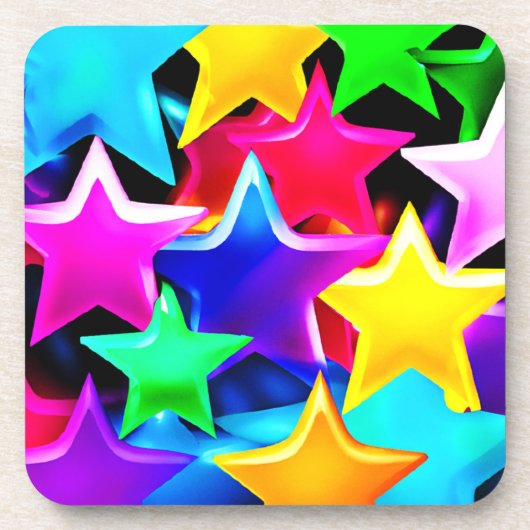 Dessous-de-verre motif arc-en-ciel étoilé 3D (Devant)