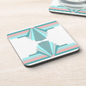 Dessous-de-verre Motif Art Déco en Turquoise & Pêche (Côté gauche)