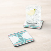 Dessous-de-verre Motif Art Déco en Turquoise & Pêche (Côté Droit)