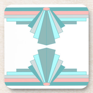 Dessous-de-verre Motif Art Déco en Turquoise & Pêche