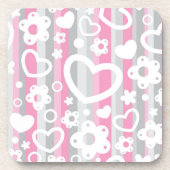 Dessous-de-verre Motif avec des coeurs et des fleurs (Devant)