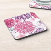 Dessous-de-verre Motif avec les asters et le dahlia roses (Côté gauche)