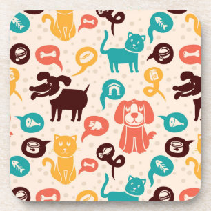 Dessous-de-verre Motif avec les chats et les chiens drôles