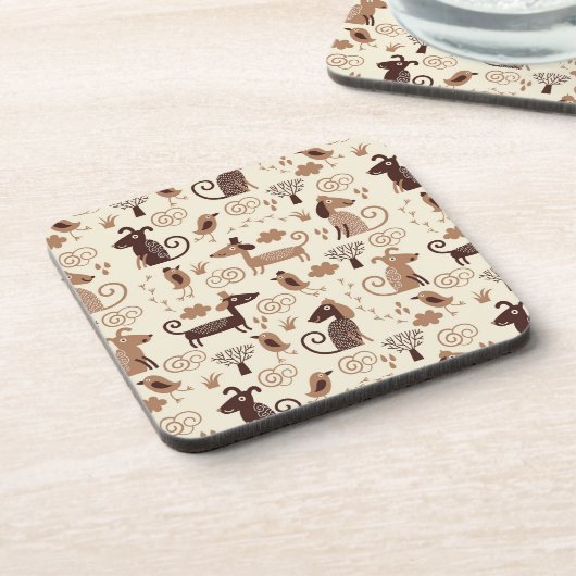 Dessous-de-verre motif avec les chiens mignons (Côté gauche)