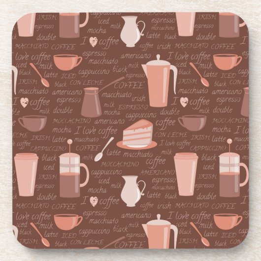 Dessous-de-verre Motif avec les éléments relatifs de café (Devant)