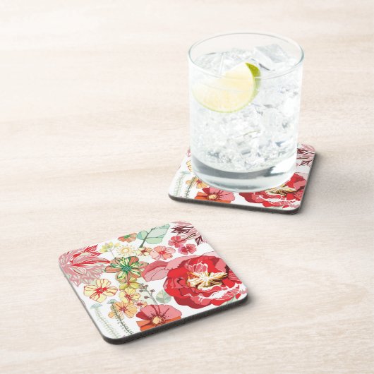 Dessous-de-verre Motif avec les fleurs rouges (Côté Droit)