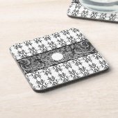 Dessous-de-verre Motif baroque noir classique à customiser (Côté gauche)