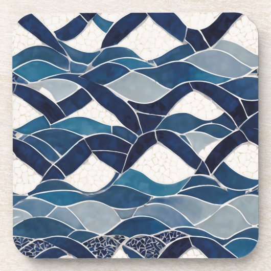 Dessous-de-verre Motif blanc bleu 01 (Devant)