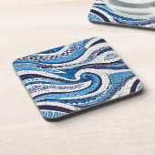 Dessous-de-verre Motif blanc bleu 05 (Côté gauche)