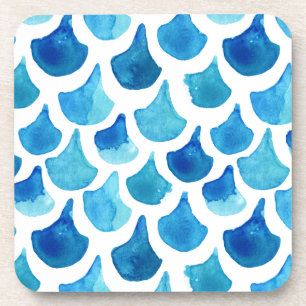 Dessous-de-verre Motif bleu d'échelle d'aquarelle