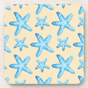 Dessous-de-verre Motif bleu d'étoiles de mer d'aquarelle