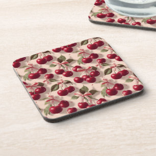 Dessous-de-verre Motif botanique vintage de cerises et de rubans