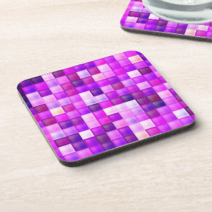 Dessous-de-verre Motif carré rose en pixels de jeu vidéo