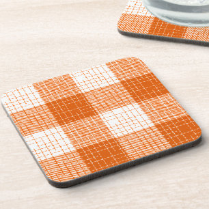Dessous-de-verre Motif carreaux à carreaux gras orange et blanc