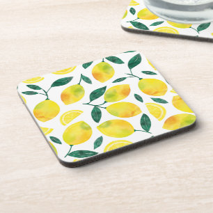 Dessous-de-verre Motif citron jaune aquarelle