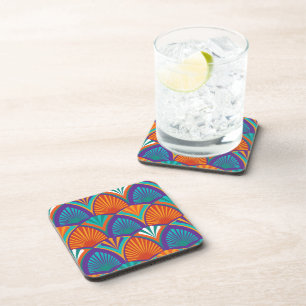 Dessous-de-verre Motif clair géométrique avec feuilles de palmiers,