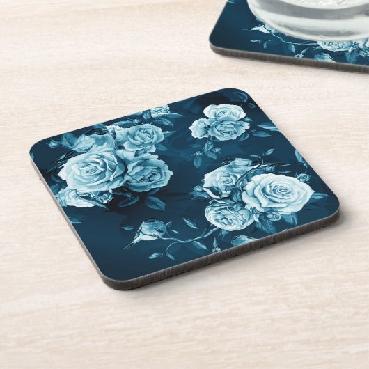 Dessous-de-verre Motif classique de rose de bleu (Côté gauche)