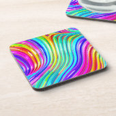 Dessous-de-verre motif d'abstraction en arc-en-ciel 3D (Côté gauche)