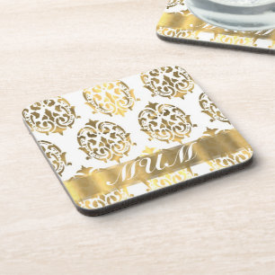 Dessous-de-verre Motif damassé or mamans