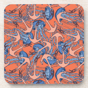 Dessous-de-verre Motif d'Ancre et de méduses